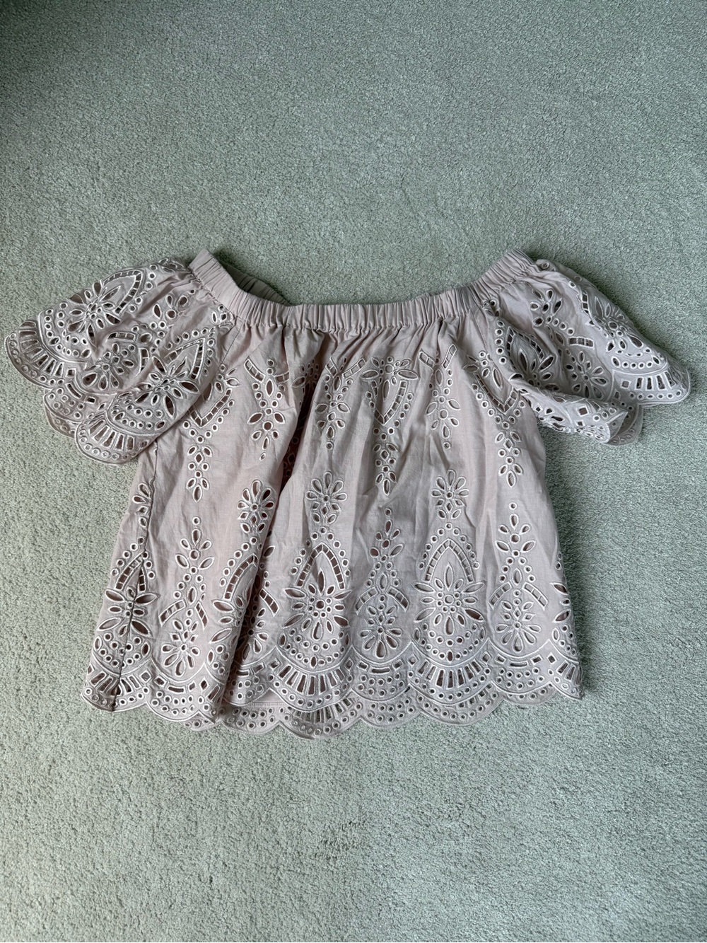 Parker Mauve Eyelet Off-Shoulder Blouse